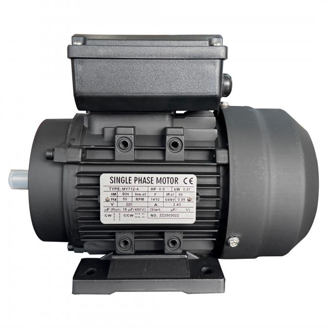 Silnik elektryczny asynchroniczny jednofazowy z kondensatorem rozruchowym i pracy ciągłej 1410 obr./min, 0,37 kW, 0,5 KM, napięcie 220 V AC, częstotliwość 50 Hz/60 Hz, moc znamionowa 0